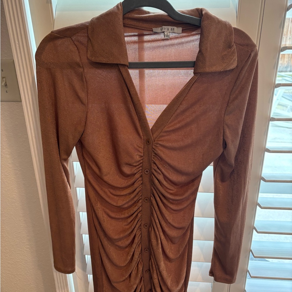 Fashion Nova Dominique Slinky Shirt Dress